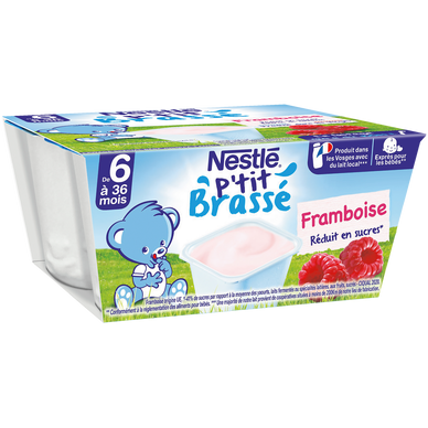 NESTLE P'TITS LACTES - Dessert bébé au lait et à la framboise, dès 6 mois - 4x100g