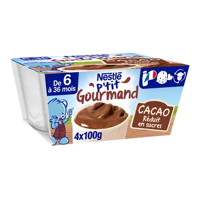 NESTLE P'TIT GOURMAND - Desserts lactés Chocolat , dès 6 mois - 4x100g