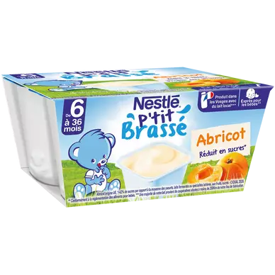 NESTLE P'TIT BRASSE - Abricot, dès 6 mois - 4x100g