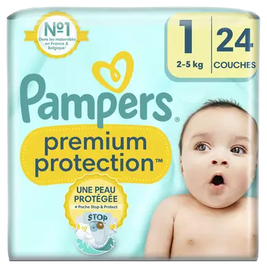 Couches preimum protection PAMPERS New Baby T1 X24