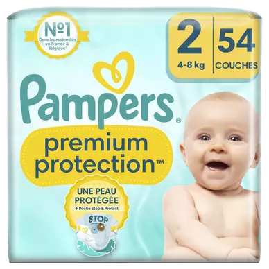 Couches bébé premium protection géant taille 2 PAMPERS x54