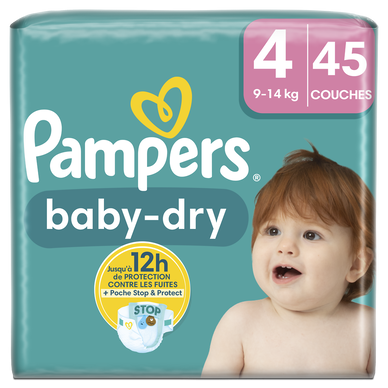 Couches Baby-dry Géant PAMPERS T4 x45