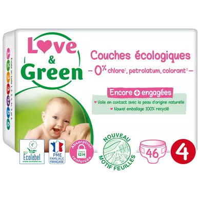 Couches sensitives et écologiques taille 4 LOVE&GREEN, x46