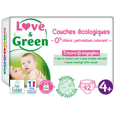 Couches sensitives et écologiques t4+ LOVE&GREEN, x42