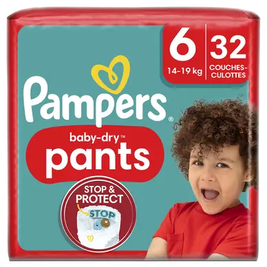 Couches-Culottes baby-dry taille 6 14kg-19kg PAMPERS x32