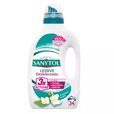 Lessive désinfectante fraicheur floral SANYTOL - 1,7L - 34 lavages