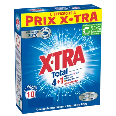 X-TRA - Lessive en poudre - 4+1 - 10 lavages - 500 g