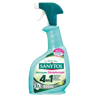 Nettoyant désinfectant fresh SANYTOL 4 actions protection, spray de 500ml