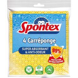 Carréponges anti-bactéries SPONTEX x4