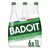 Eau gazeuse minérale naturelle finement pétillante BADOIT VERTE - 6x1l