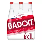 Eau gazeuse minérale naturelle intensement pétillante BADOIT ROUGE - 6x1l