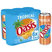 Boisson aux fruits Tropical OASIS - le pack de 6 canettes de 33cl