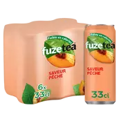 Boisson au thé FUZETEA Pêche intense - Pack canette 6x33cl