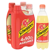 Soda saveur Agrumes SCHWEPPES - le pack de 4 bouteilles de 50cl