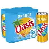 Boisson aux fruits Orange OASIS - le pack de 6 canettes de 33cl