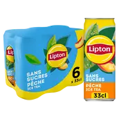 Boisson au thé Ice Tea saveur pêche Zero LIPTON, sleek cannette 6x33cL