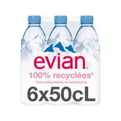 Eau minérale naturelle plate EVIAN - 6x50cl