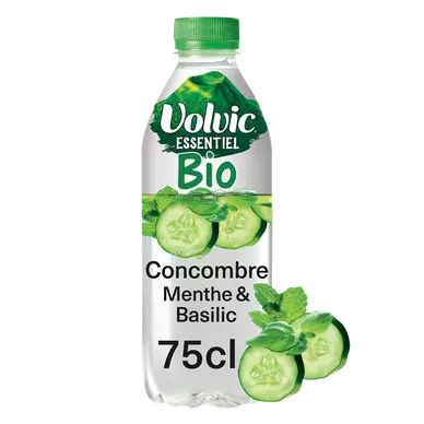 Eau aromatisée bio concombre menthe basilic VOLVIC ESSENTIEL - 75cl
