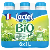 Lait Bio demi-écrémé UHT - LACTEL - Bouteille 6x1l