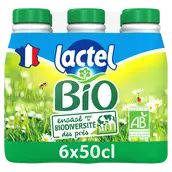 Lait Bio écrémé UHT - LACTEL - Bouteille 6x50cl