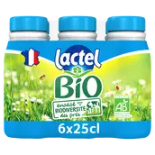 Lait Bio demi-écrémé - LACTEL UHT - Bouteille 6x25cl