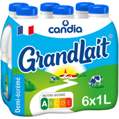 Lait demi-écrémé UHT CANDIA GRANDLAIT - 6x1L