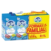 Lait demi écrémé UHT - LACTEL - 8x1l