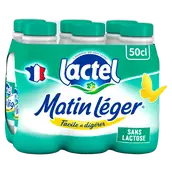 Lait sans lactose écrémé MATIN LEGER LACTEL UHT bouteille 6x50CL