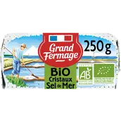 Beurre moulé bio au sel de mer, 80% de mg, GRAND FERMAGE, plaquette de250g
