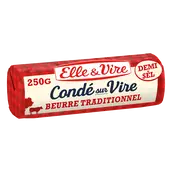 Beurre de tradition demi sel Condé sur vire ELLE&VIRE - rouleau 250g