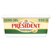 Beurre demi-sel 80% de matière grasse PRESIDENT, barquette de 250g