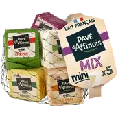 Fromage au lait pasteurisé de vache de brebis et de chèvre mix PAVE D'AFFINOIS, 38%mg, x5 soit 130g