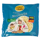Cossettes mozzarella au lait pasteurisé LES DELICES D'AMELIE, 22,2% deMG, 400g