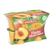 Dessert fruitier avec morceaux Pêche ANDROS - 4 pots de 100g