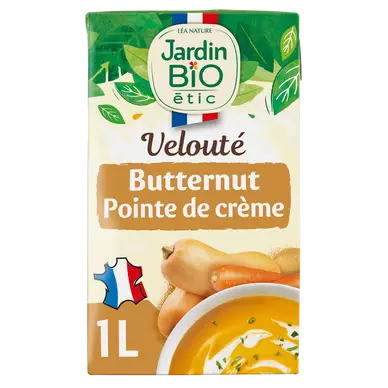 Velouté butternut pointe de crème bio JARDIN BIO brique 1L