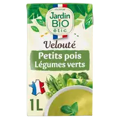 Velouté petits pois légumes verts bio JARDIN BIO brique 1L