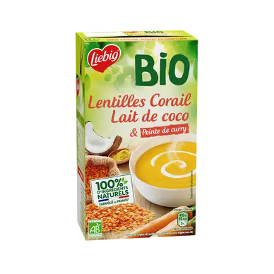 Soupe Lentilles corail lait de coco & pointe de curry bio LIEBIG 1 litre