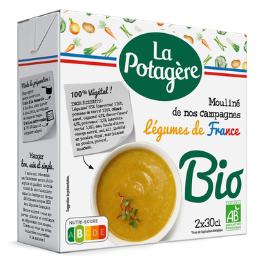 Mouliné de légumes campagnes bio LA POTAGERE, 2x30cl