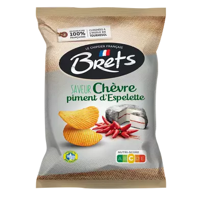 Chips super craquante saveur chèvre piment d'Espelette BRET'S, paquetde 125g
