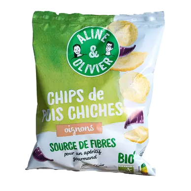 Chips de pois chiches et oignons biologiques, ALINE & OLIVIER, 70g