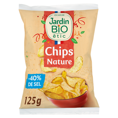 Chips de pomme de terre nature -40% sel bio JARD.BIO ETIC, sachet 125g