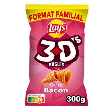 Biscuits apéritifs LAYS 3D'S BACON 300G