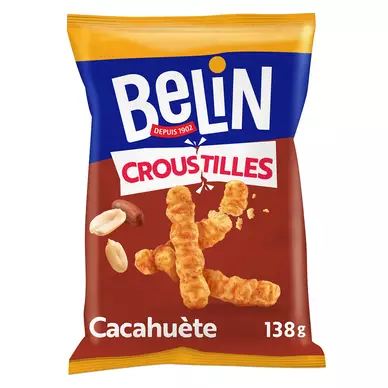 Biscuits apéritifs cacahuètes Croustilles BELIN - Paquet de 138g format familial