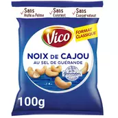 Noix de cajou au sel de guérande VICO, sachet de 100g