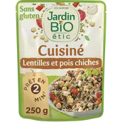 Lentille et pois chiche sans gluten JARDIN BIO, doy pack de 250g