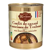 Confit canard aux lentilles cuisin.MAISON RIVIERE boîte 840g