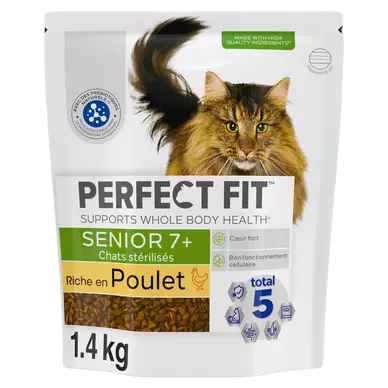Croquettes chat stérilisé sénior Riche en Poulet PERFECT FIT - 1,4kg