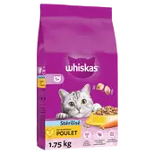 Croquettes chat stérilisé au poulet WHISKAS - 1,75kg