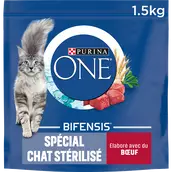 Croquettes pour chat adulte stérilisé 0 Boeuf, Blé PURINA ONE - 1,5kg