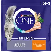 Croquettes pour chat adulte Poulet, Céréales Complètes PURINA ONE -1,5kg